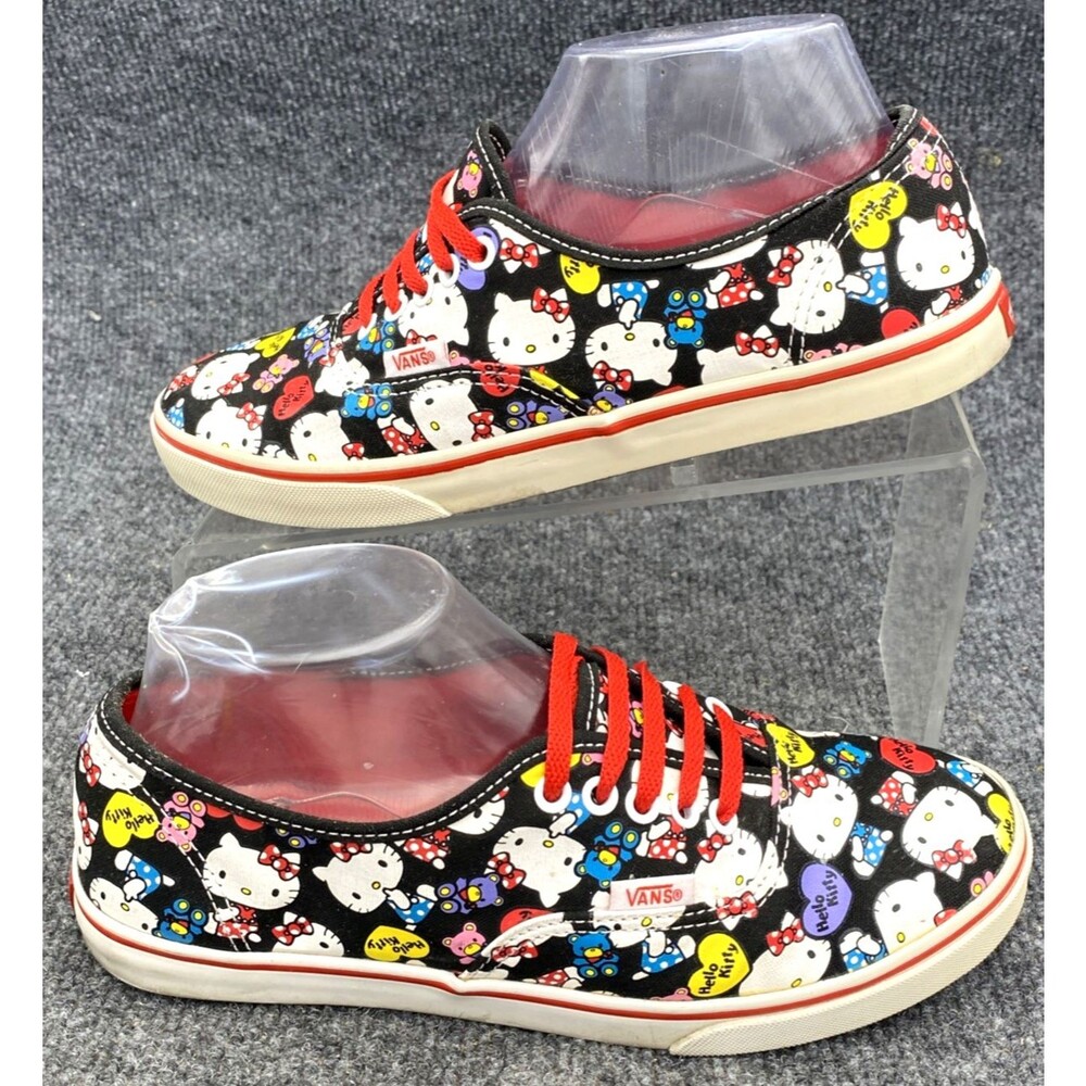 Vans x Hello Kitty Authentic Skate Shoes Womens Size 7.5 Mens 6 Black Red TB9C